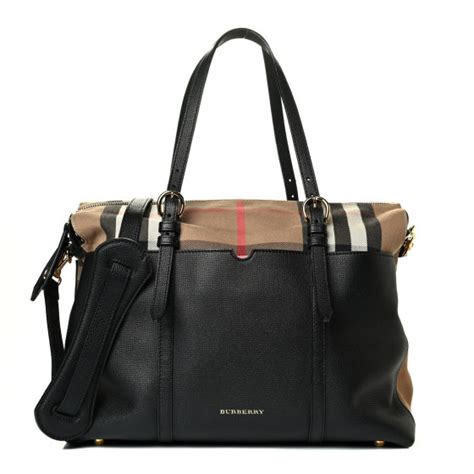 BURBERRY Grainy Calfskin House Check Mason Diaper Tote .